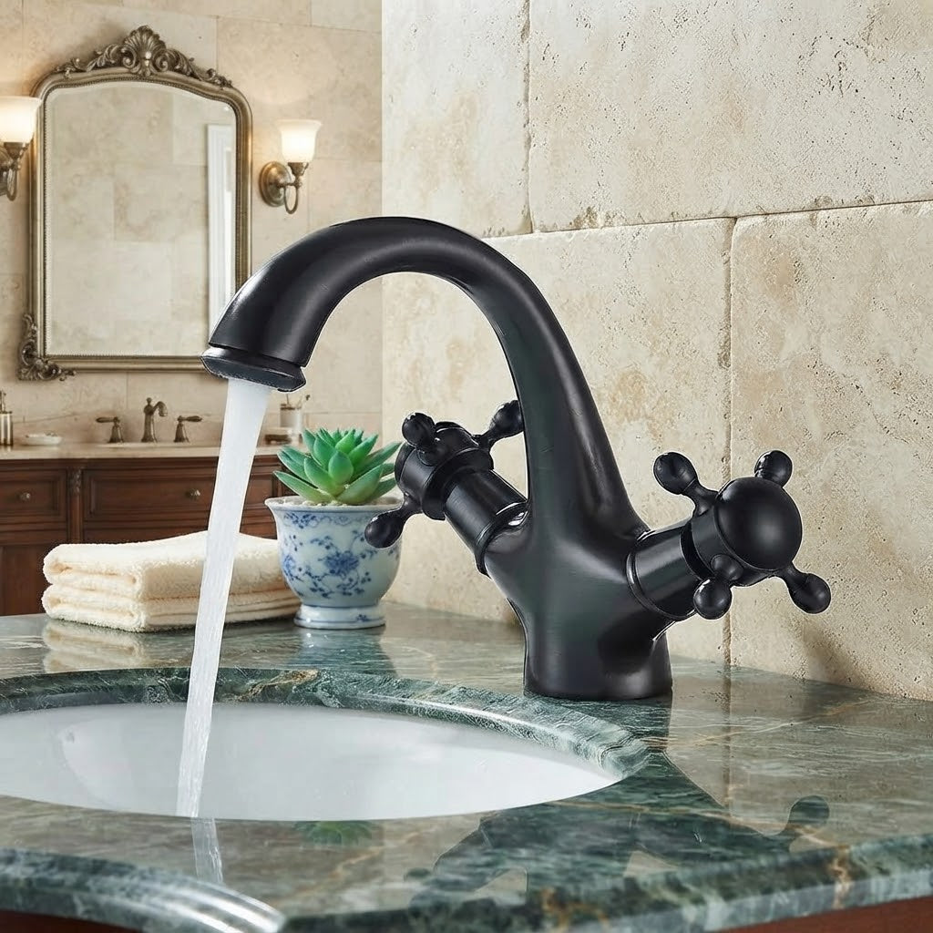 Robinet de salle de bain antique en laiton – mitigeur rétro