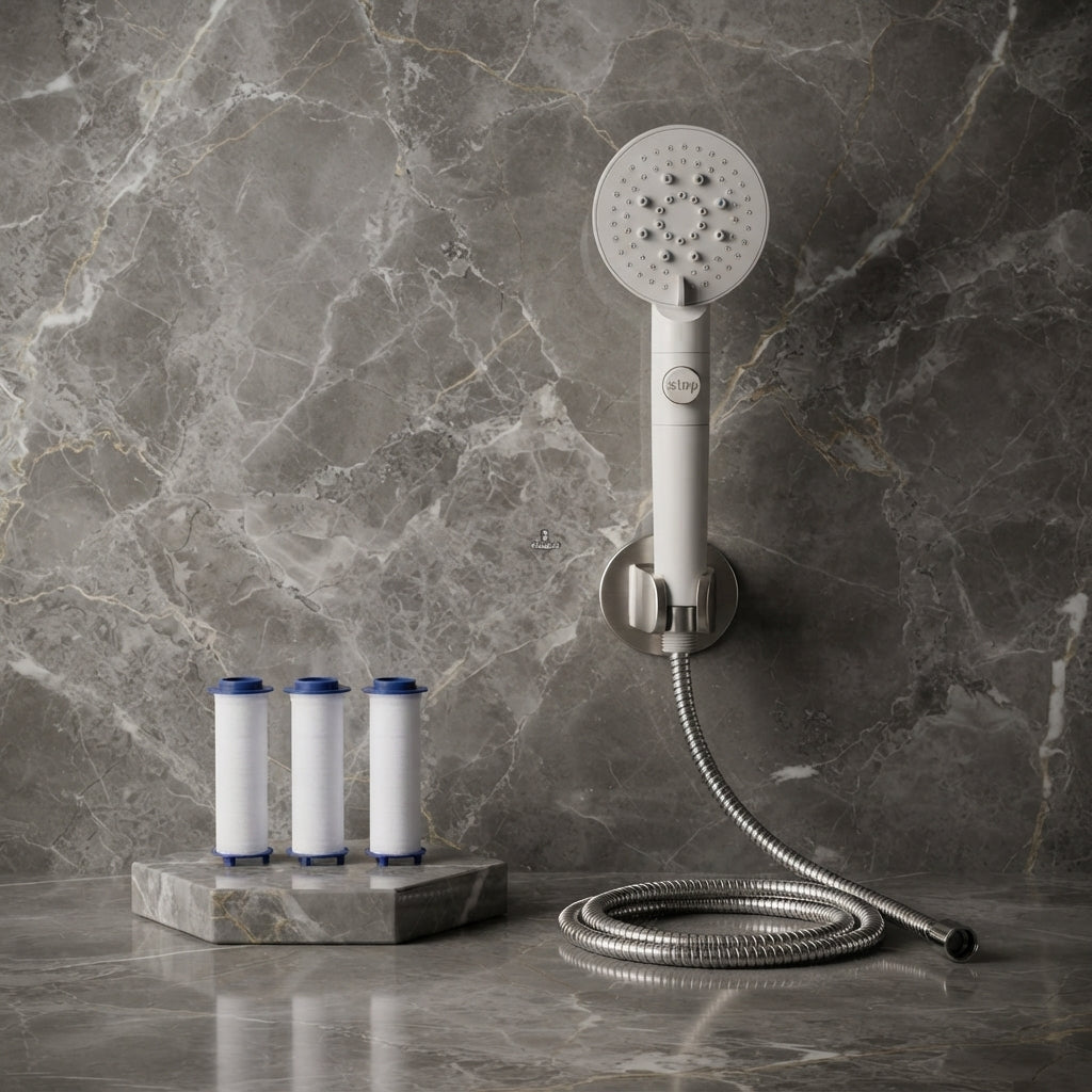 Pommeau de Douche Filtrant – Haute Pression & Éco, 5 Modes + Bouton Stop