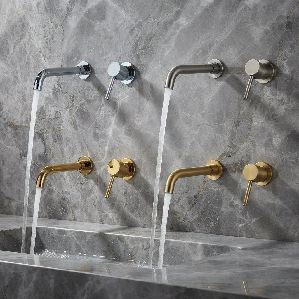 Robinet de salle de bain mural – Plusieurs finitions