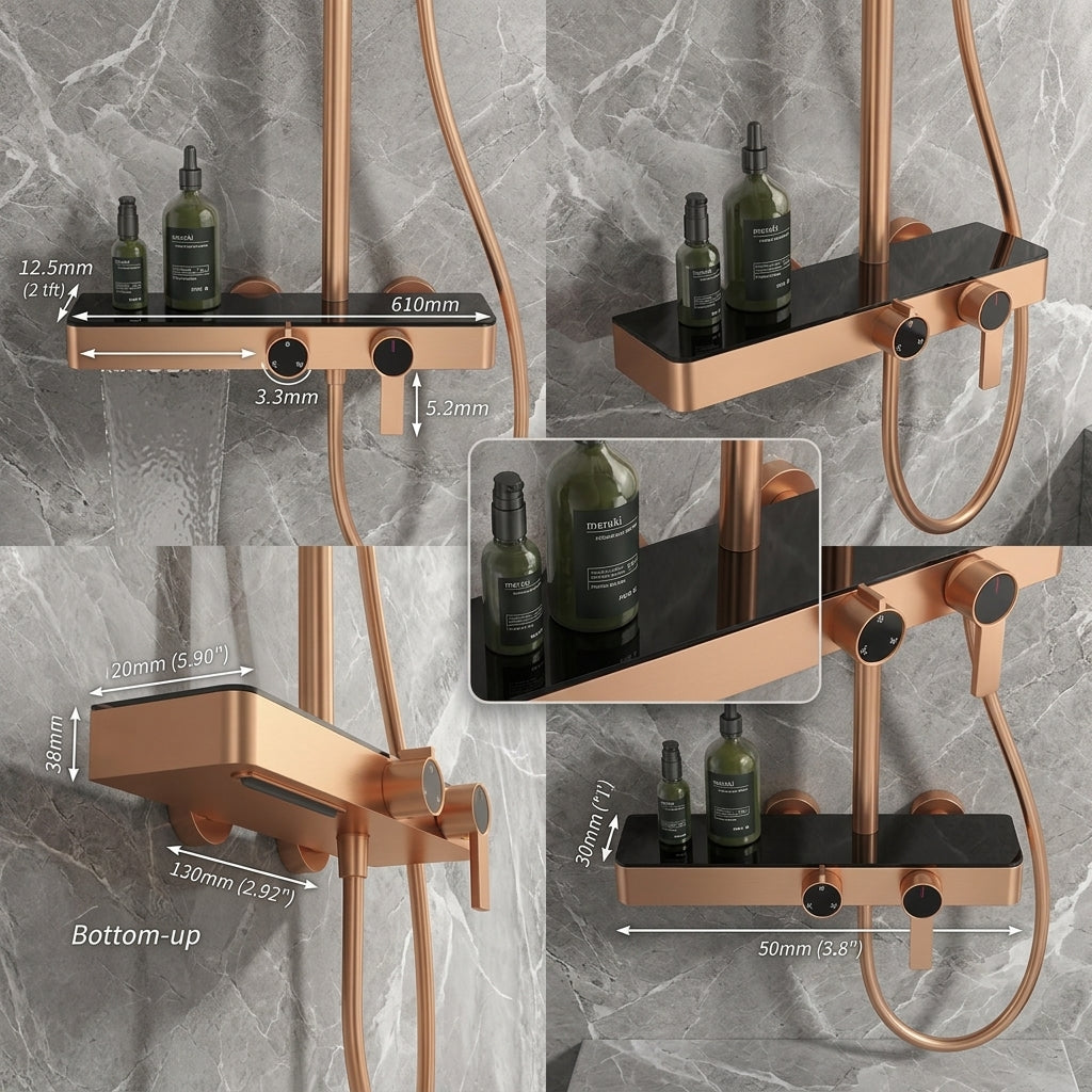 Colonne de Douche Haut de Gamme – Pluie, Douchette – 6 Finitions
