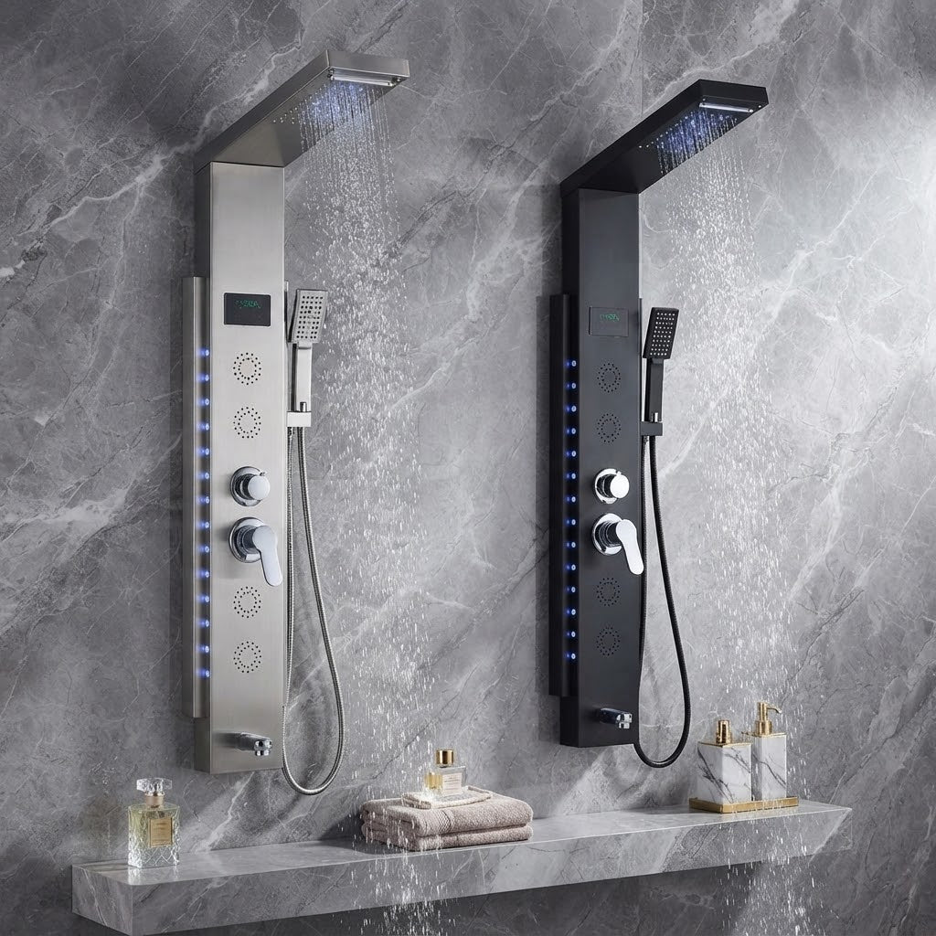 Colonne de Douche Hydromassante à affichage digital LED – Douceur & Massage