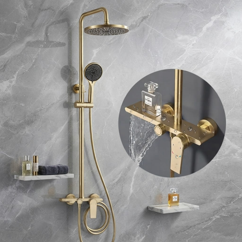 Colonne de Douche Thermostatique Finition Brossée – Système 3 Voies