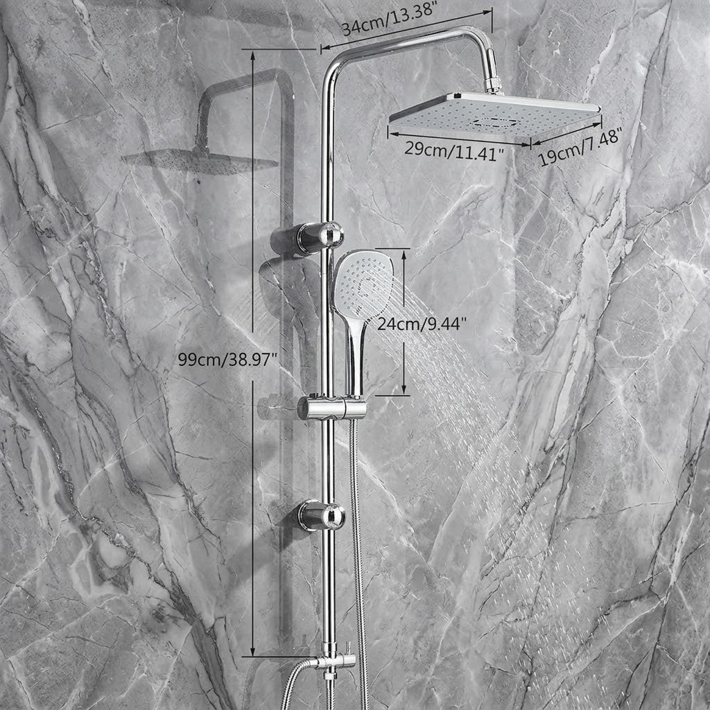 Colonne de Douche Pluie Noir Mat & Chrome – Ensemble avec Douchette