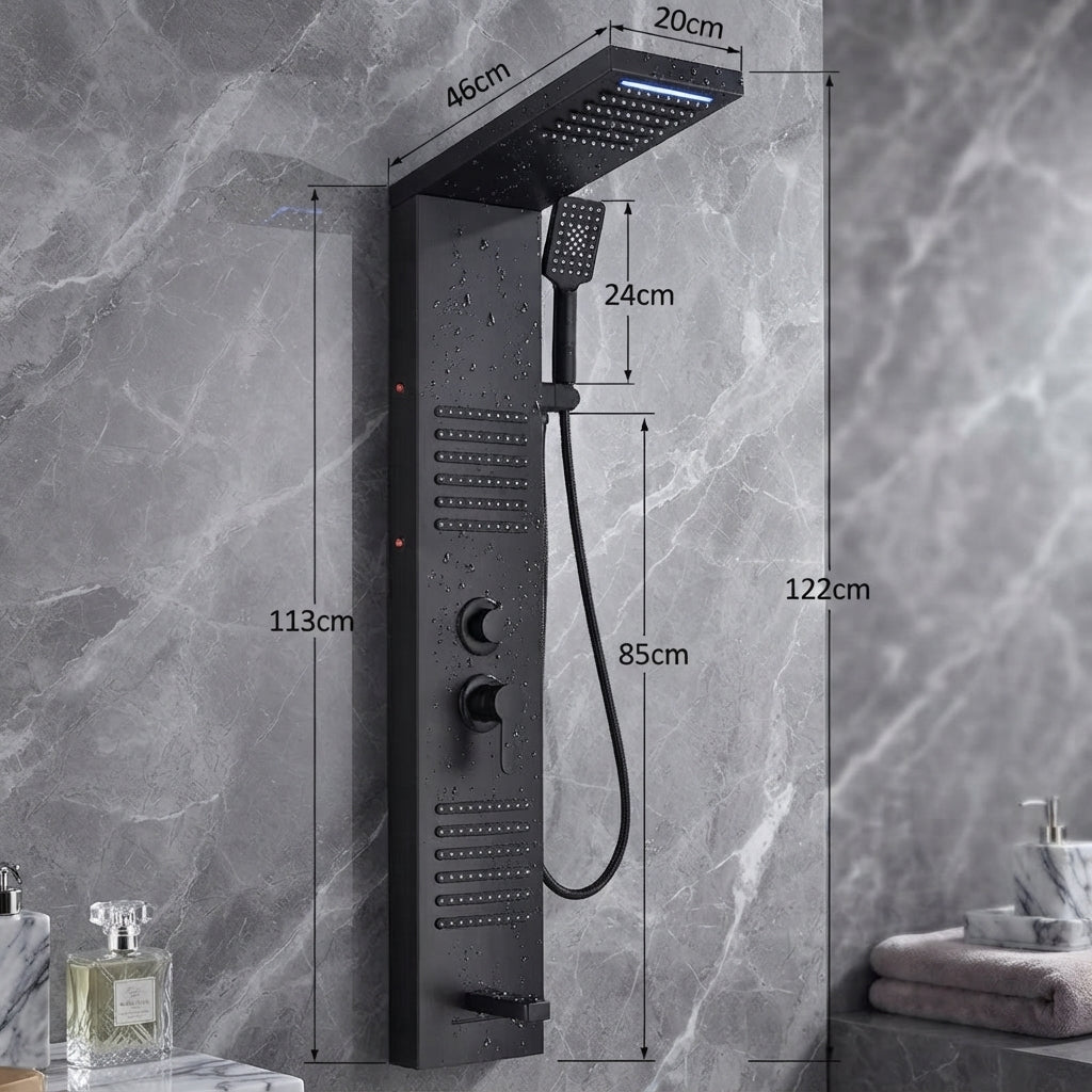 Colonne de Douche Hydromassante  – Pluie, massage & Jets LED