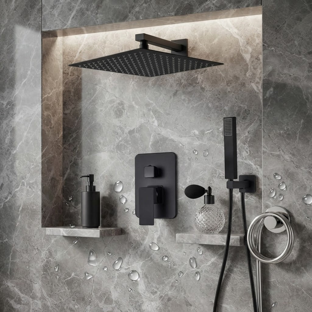 Colonne de douche Encastrable Noir Mat – Luxe & Confort régulier