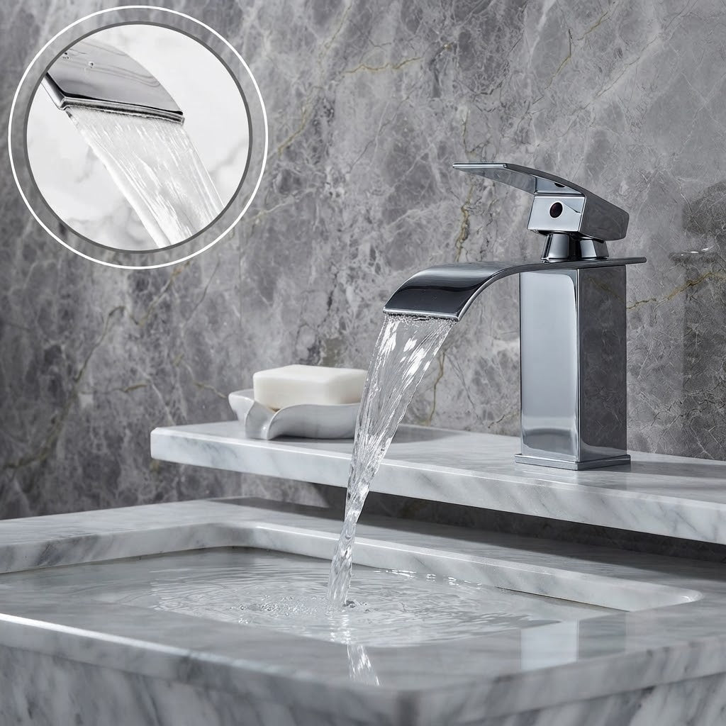 Robinet de salle de bain cascade inox – design moderne