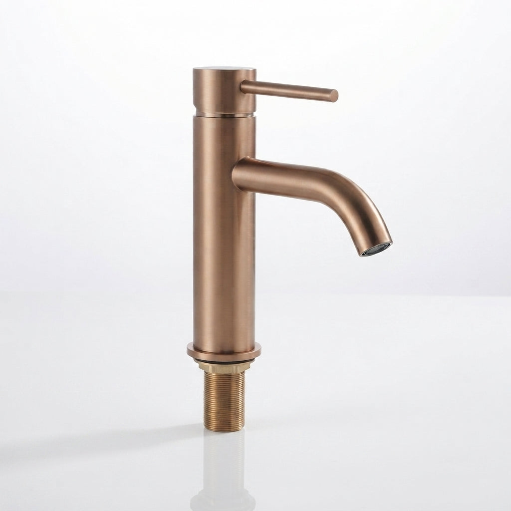 Robinet de salle de bain en inox – mitigeur finition or rose