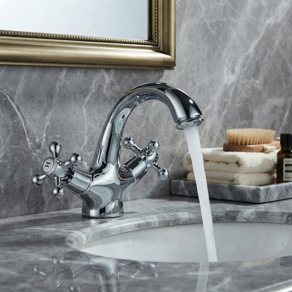Robinet de salle de bain antique en laiton – mitigeur rétro