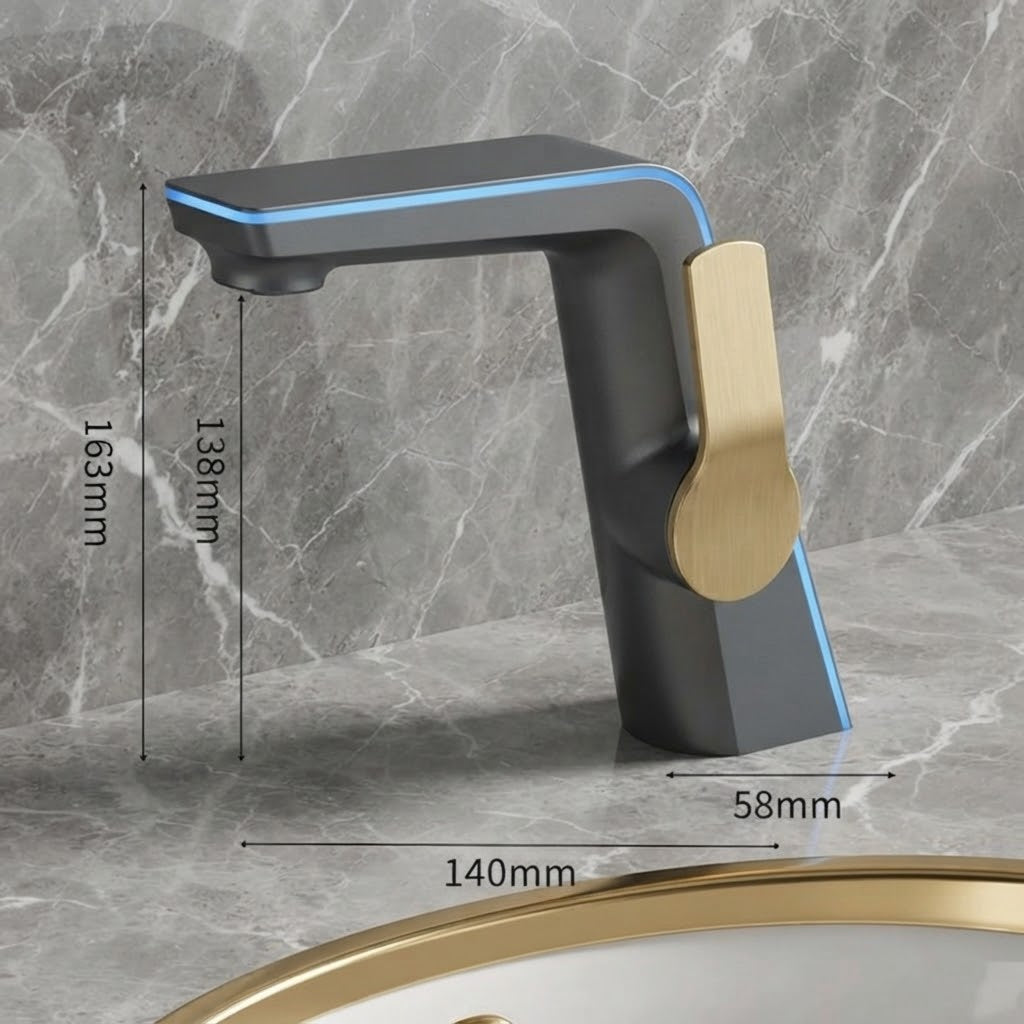 Robinet de salle de bain LED – indicateur température & mitigeur moderne