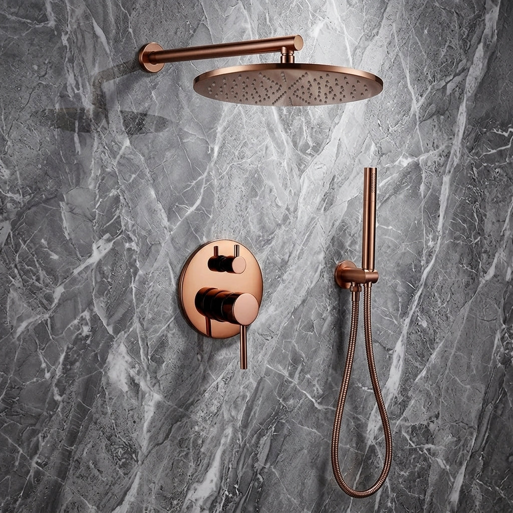 Colonne de Douche Encastrable Ronde – (Noir, Inox brossé, Rose gold, Or brossé)