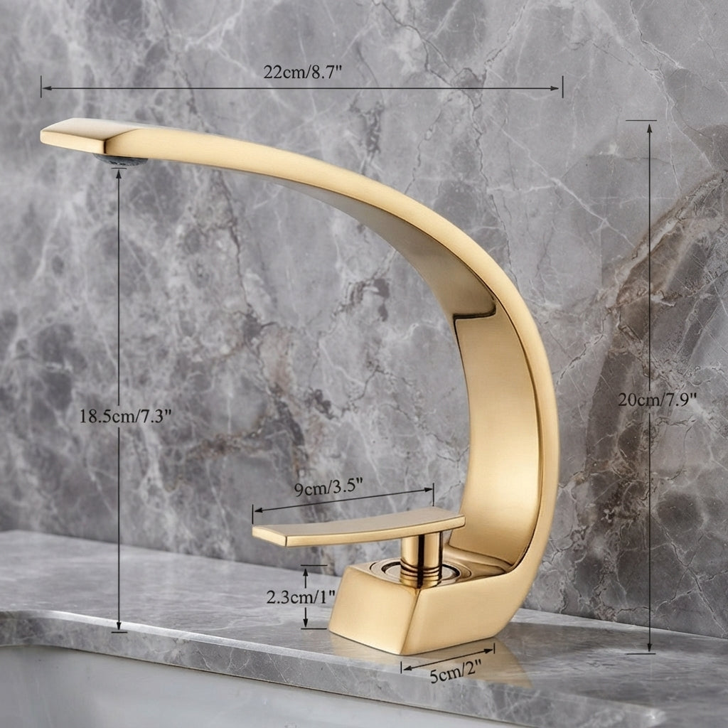 Robinet de salle de bain en laiton – Courbe luxueuse