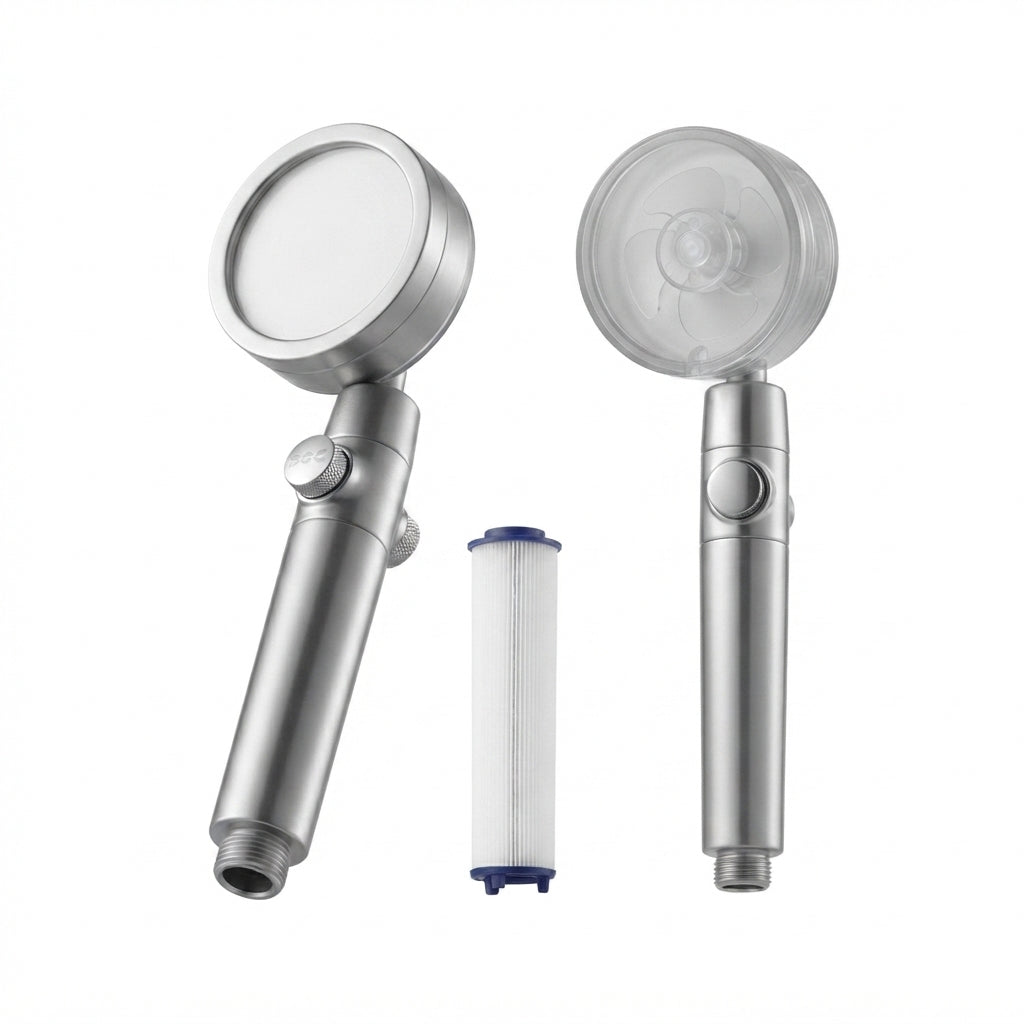 Pommeau de Douche Turbo – Haute Pression, Filtration & Éco, Rotation 360°
