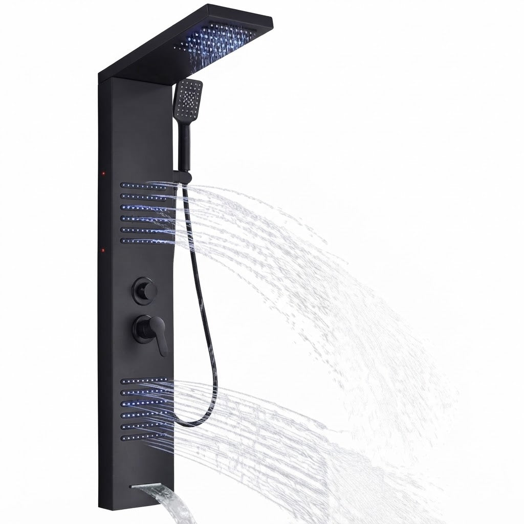 Colonne de Douche Hydromassante  – Pluie, massage & Jets LED