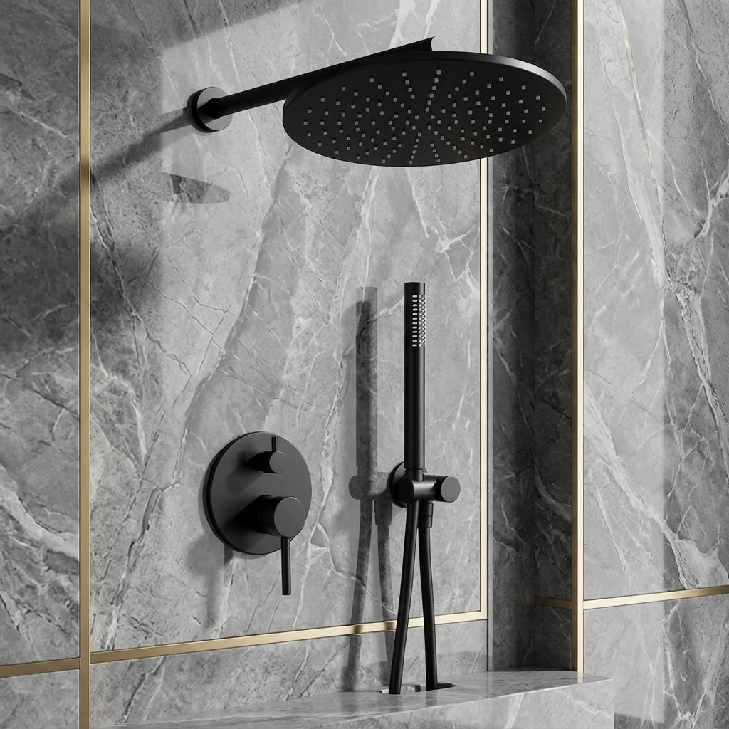 Colonne de Douche Encastrable Ronde – (Noir, Inox brossé, Rose gold, Or brossé)
