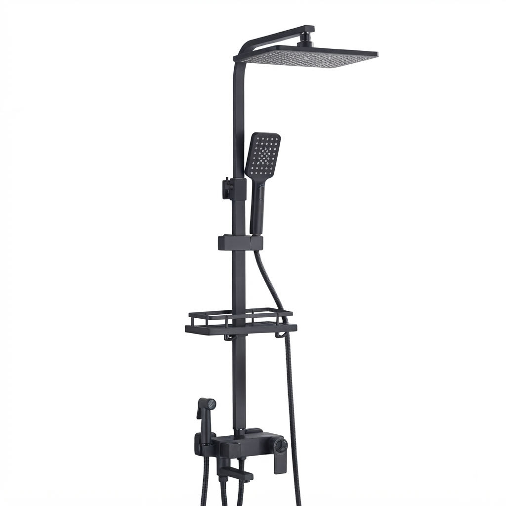 Colonne de Douche Design Noir & Chrome – Jet Relaxant