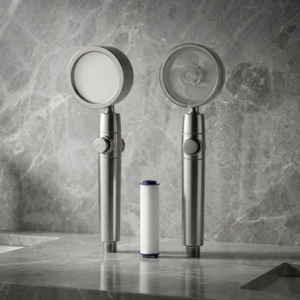 Pommeau de Douche Turbo – Haute Pression, Filtration & Éco, Rotation 360°