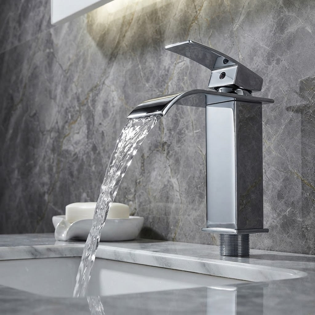 Robinet de salle de bain cascade inox – design moderne
