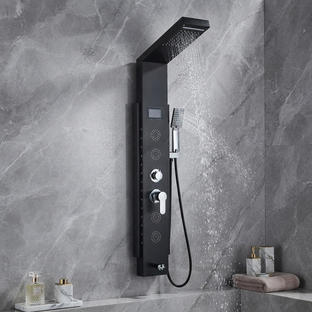 Colonne de Douche Hydromassante à affichage digital LED – Douceur & Massage