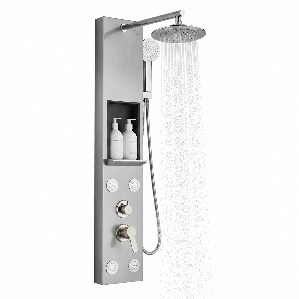Colonne de Douche Hydromassante – Jets de Massage & Rangement Pratique