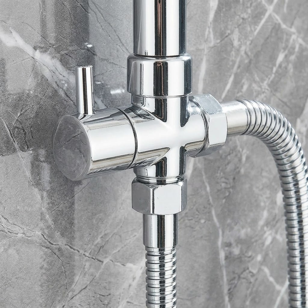 Colonne de Douche Pluie Noir Mat & Chrome – Ensemble avec Douchette