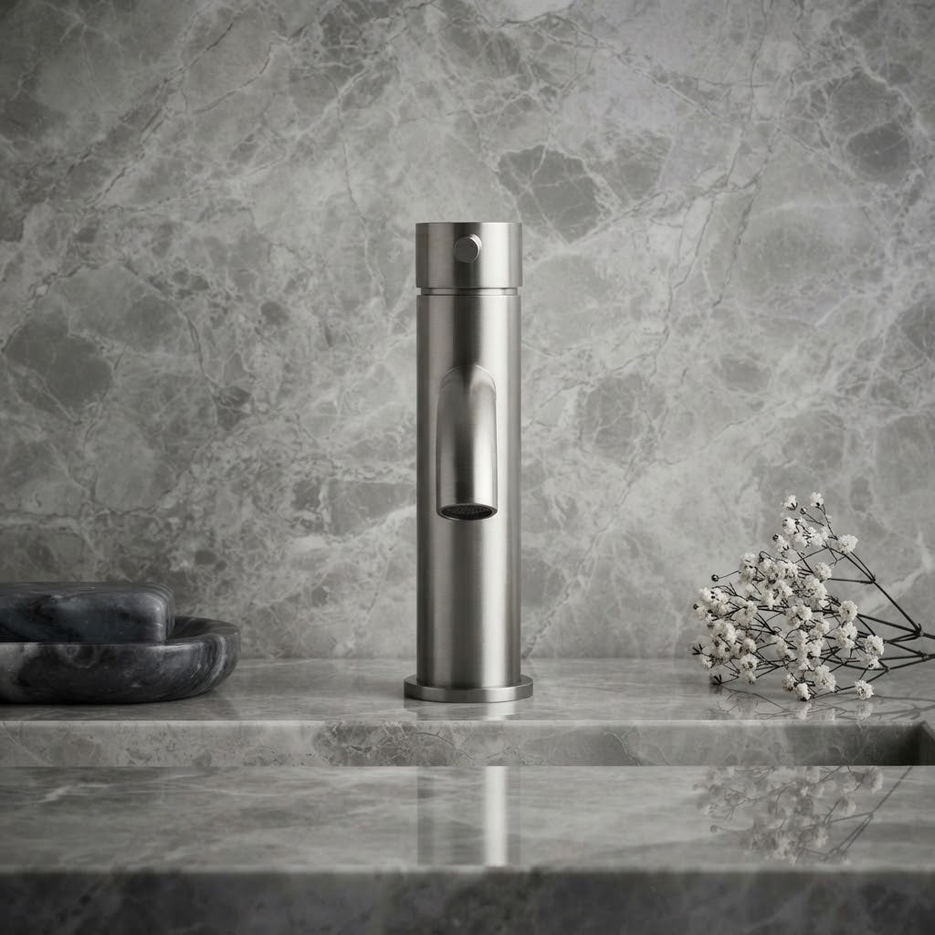 Robinet de salle de bain en inox – mitigeur finition or rose