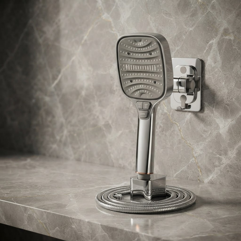 Pommeau de douche haute pression – Anti-calcaire, 7 jets et fonction économie d’eau