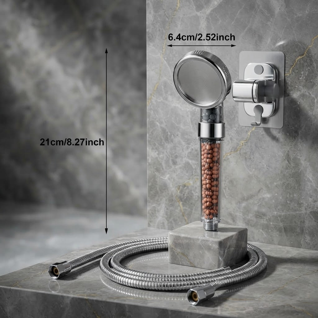 Pommeau de douche haute pression – Filtration minérale & protection anti-calcaire