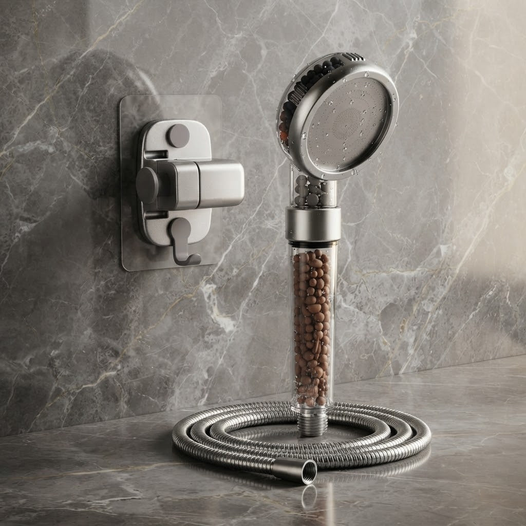 Pommeau de douche haute pression – Filtration minérale & protection anti-calcaire