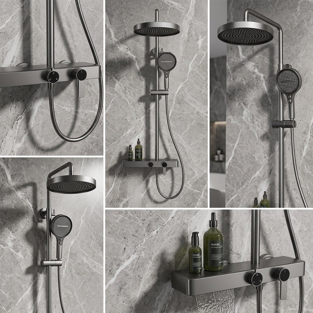 Colonne de Douche Haut de Gamme – Pluie, Douchette – 6 Finitions