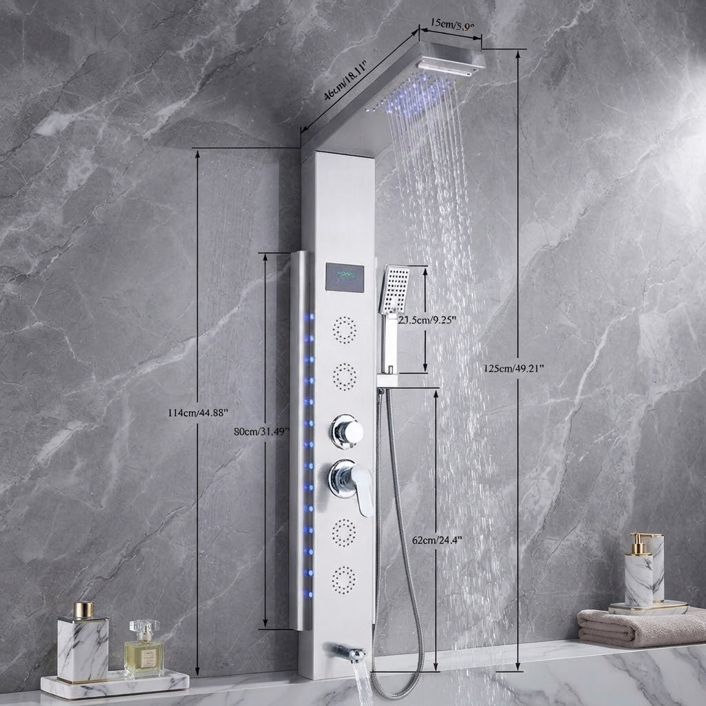Colonne de Douche Hydromassante à affichage digital LED – Douceur & Massage