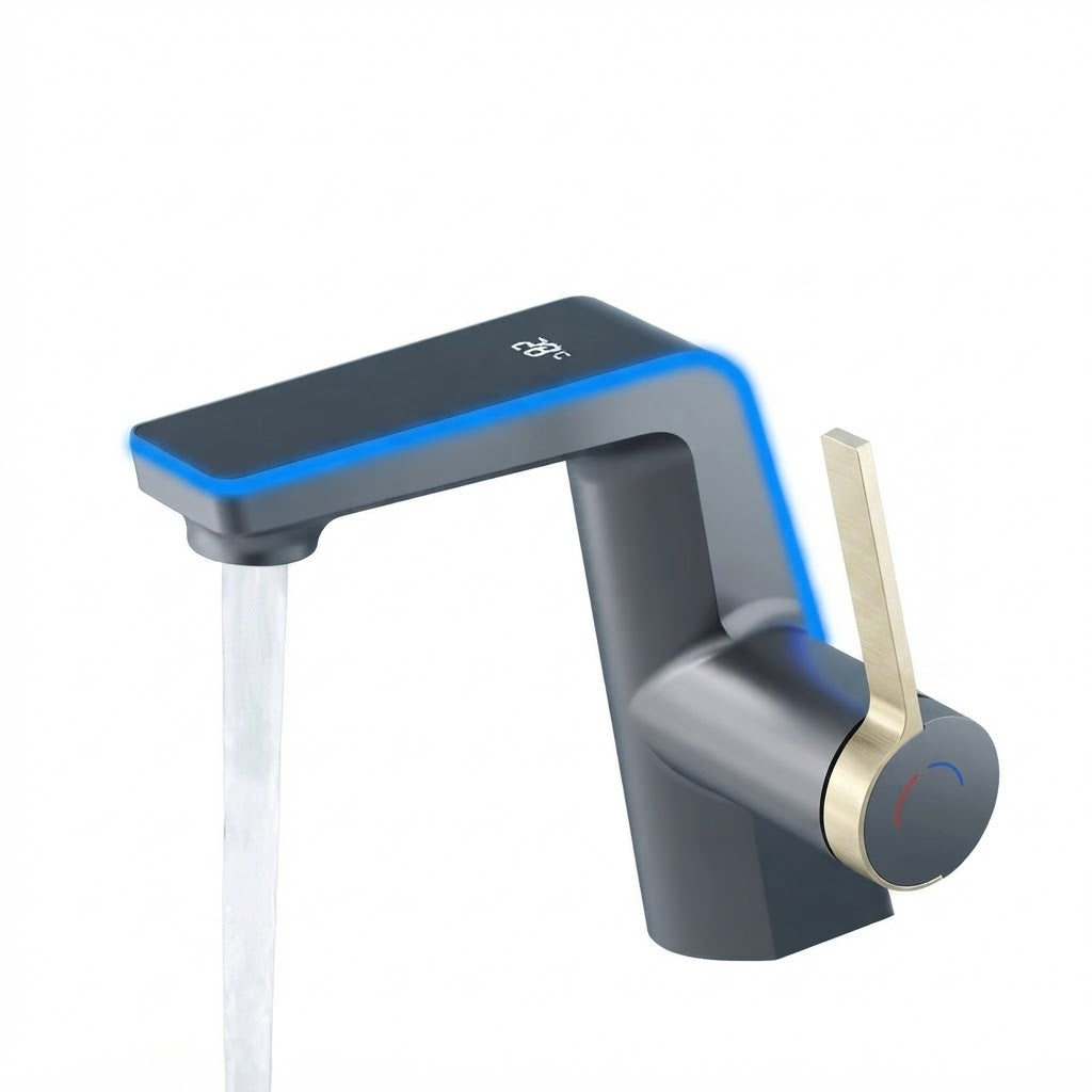 Robinet de salle de bain LED – indicateur température & mitigeur moderne
