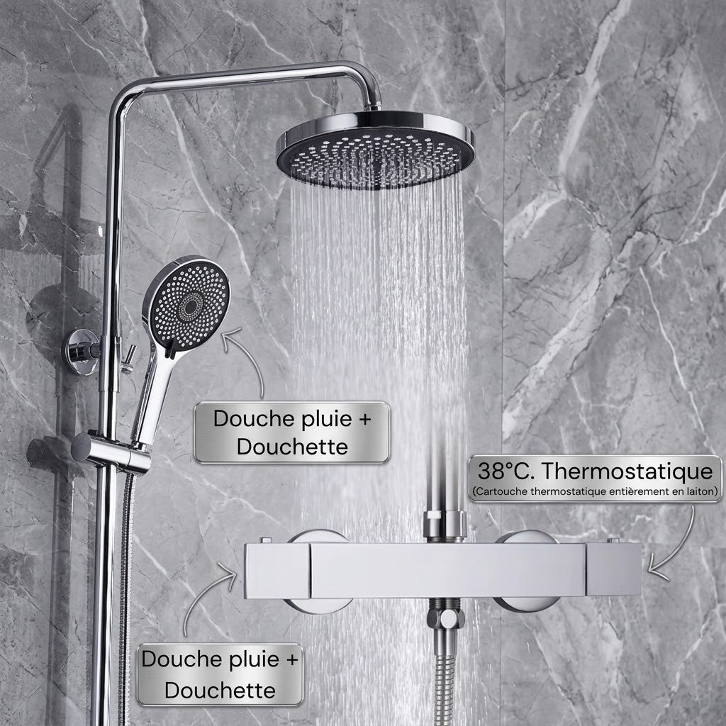 Colonne de Douche Thermostatique en Laiton – Confort & Précision