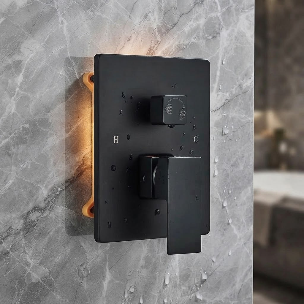Colonne de douche Encastrable Noir Mat – Luxe & Confort régulier