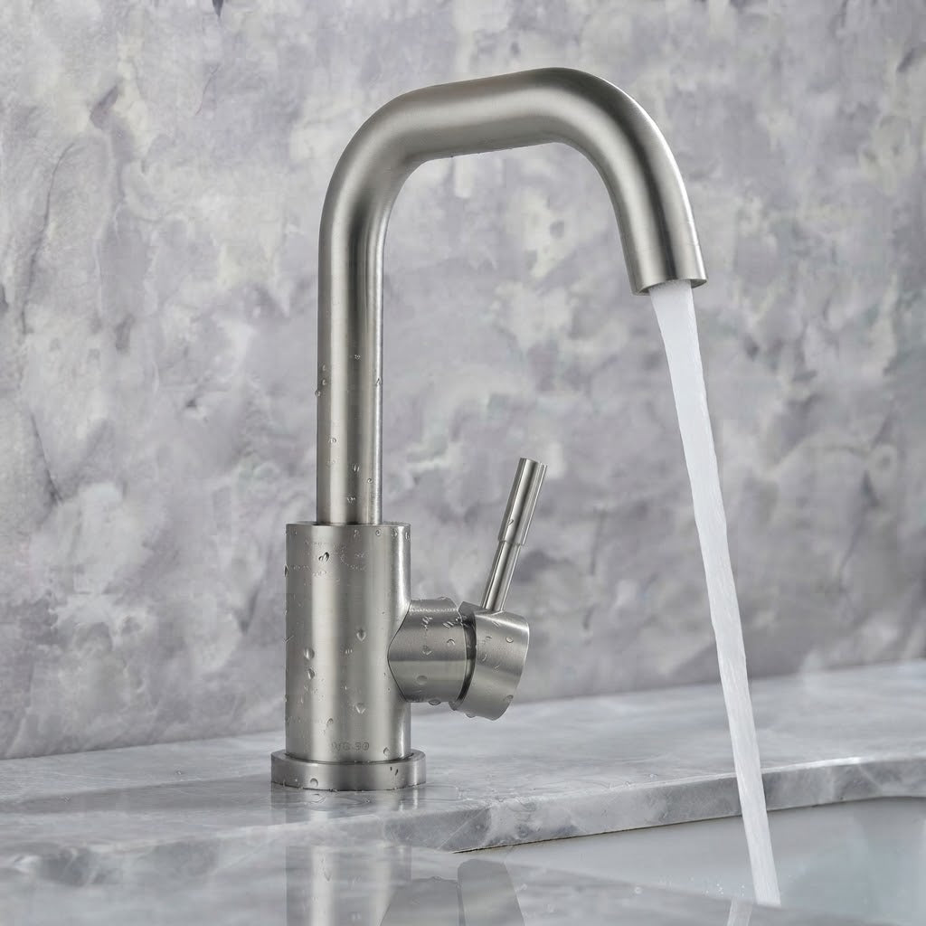Robinet de salle de bain inox – mitigeur design courbé