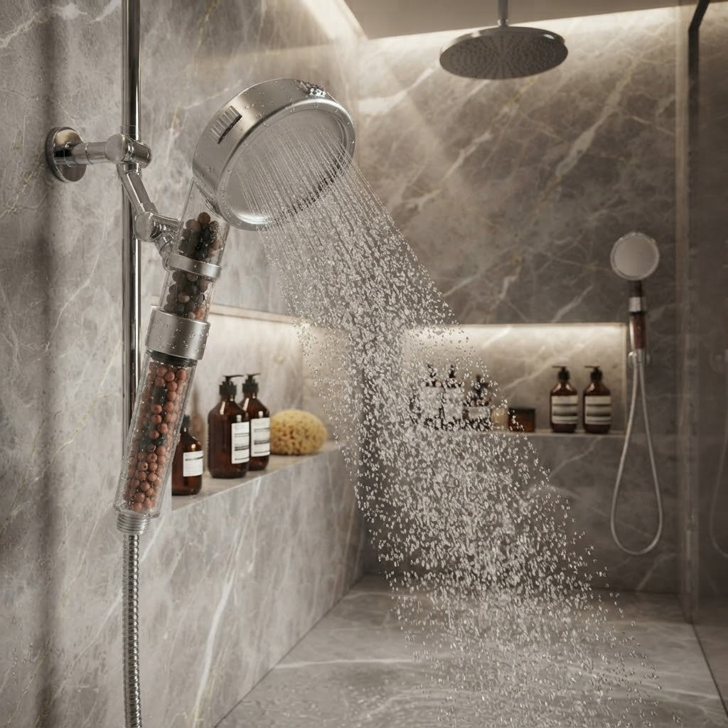 Pommeau de douche haute pression – Filtration minérale & protection anti-calcaire