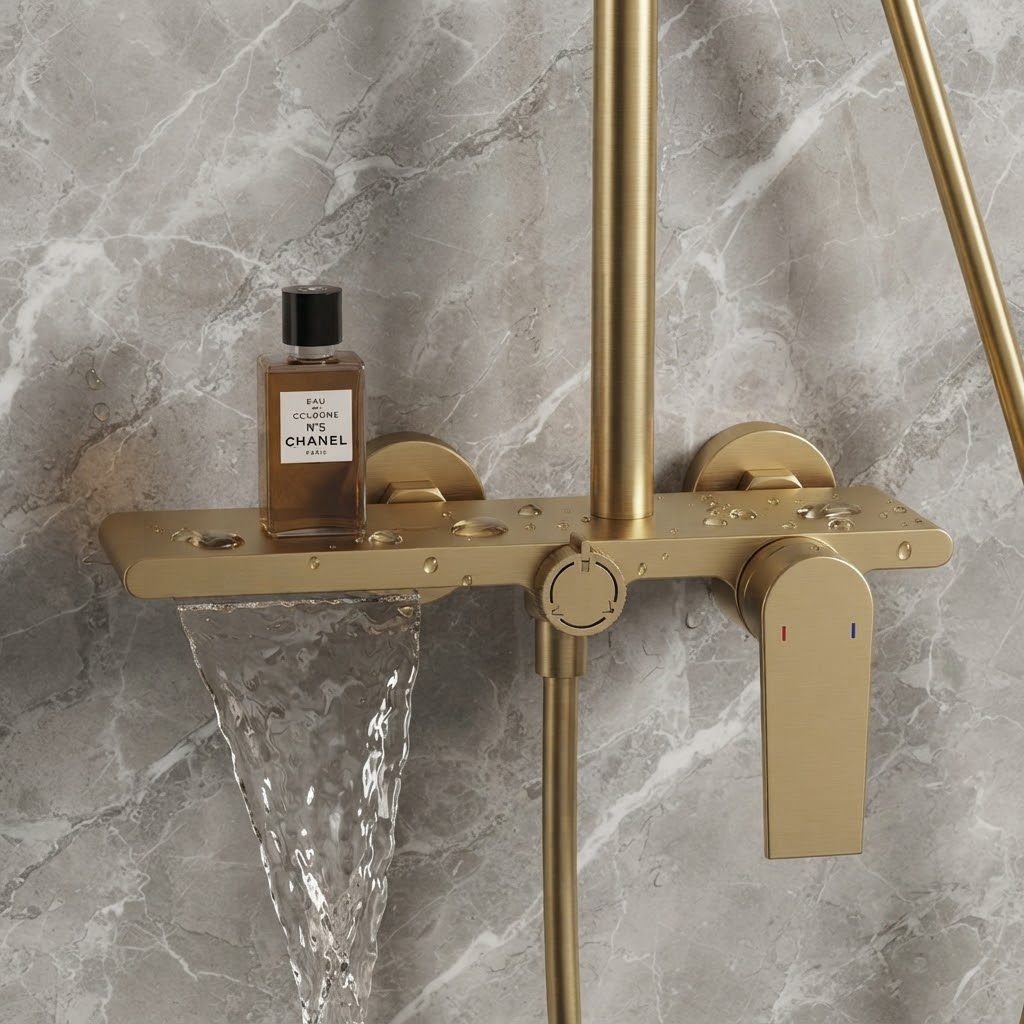 Colonne de Douche Thermostatique Finition Brossée – Système 3 Voies