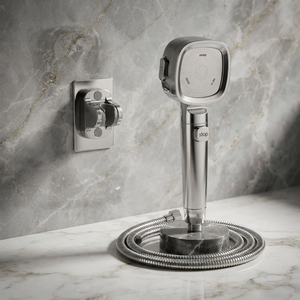 Pommeau de douche 3 modes — Haute pression, anti-calcaire & arrêt instantané