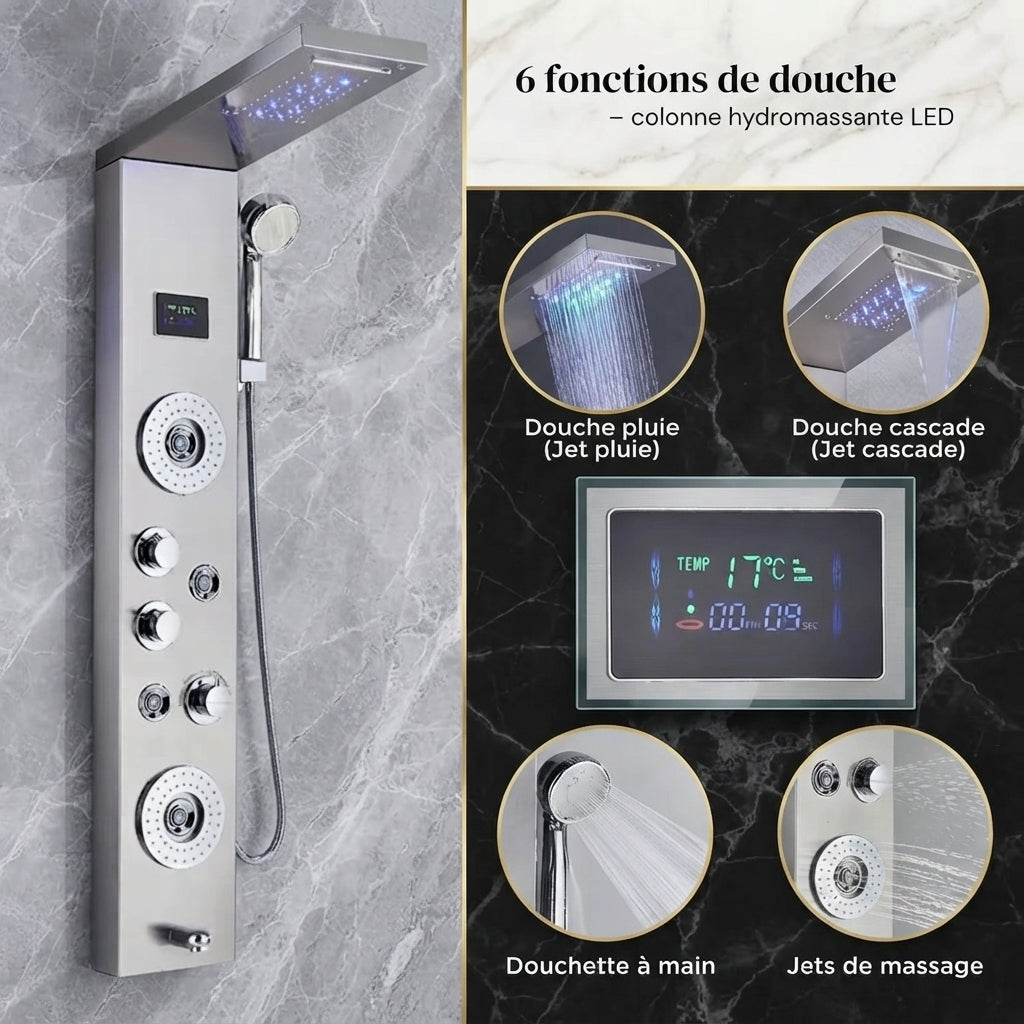 Colonne de Douche Hydromassante avec Écran – Bien-être & Confort