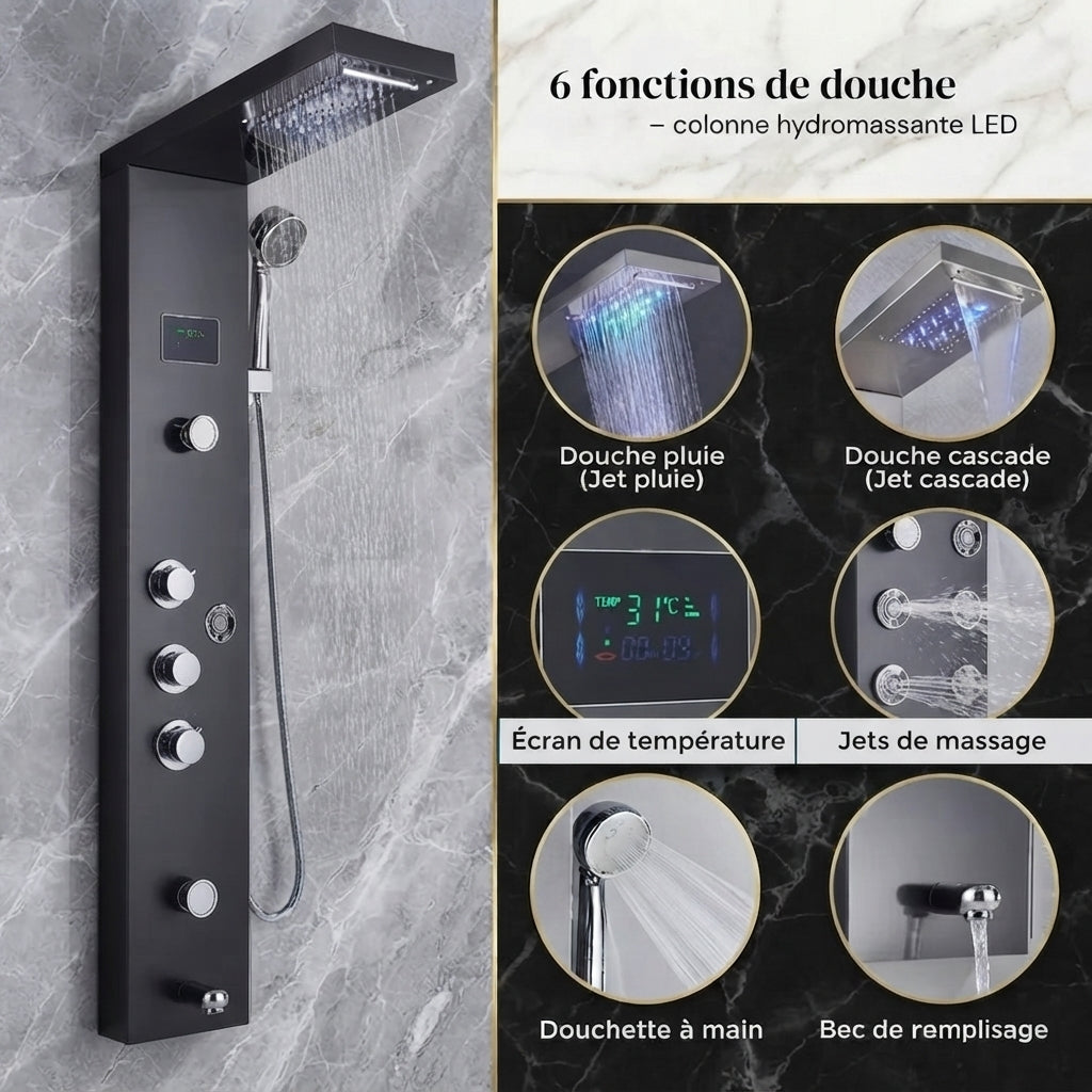 Colonne de Douche Hydromassante avec Écran – Bien-être & Confort