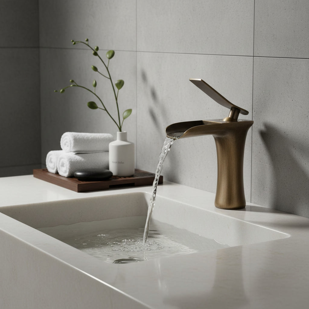 Robinet de salle de bain cascade en laiton – style vintage