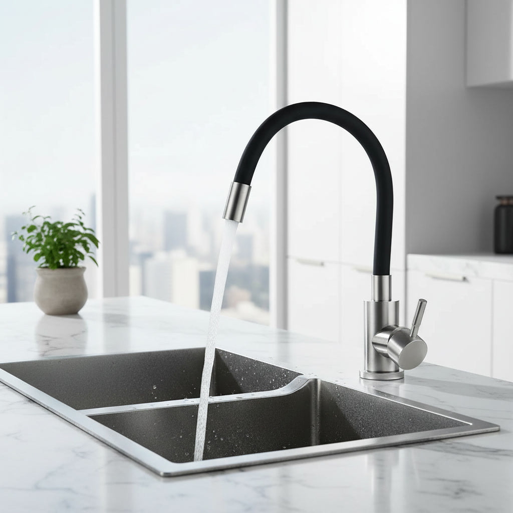 Robinet de Cuisine – Flexible 360° en Acier Inoxydable